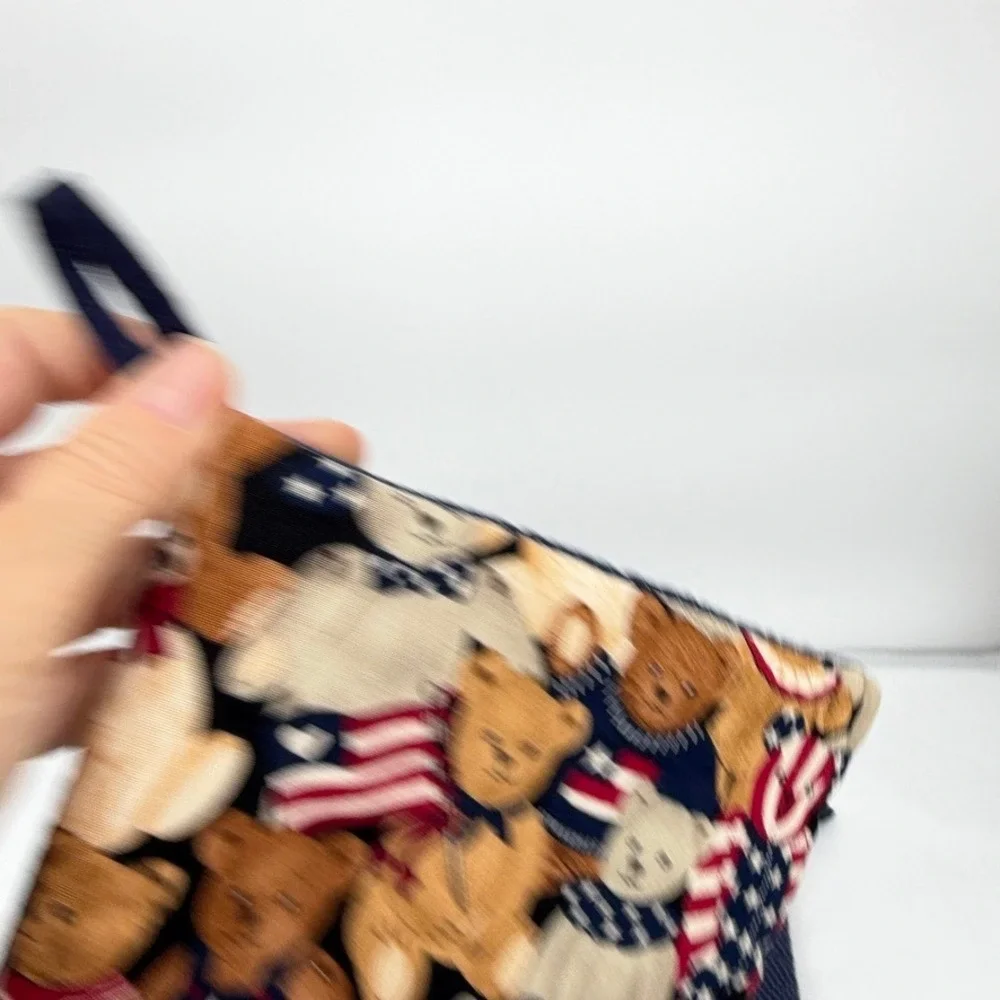 Potholders Patriotic Teddy Bear Americana Quilted Hot Pad Set of 2 NWOT Handmade